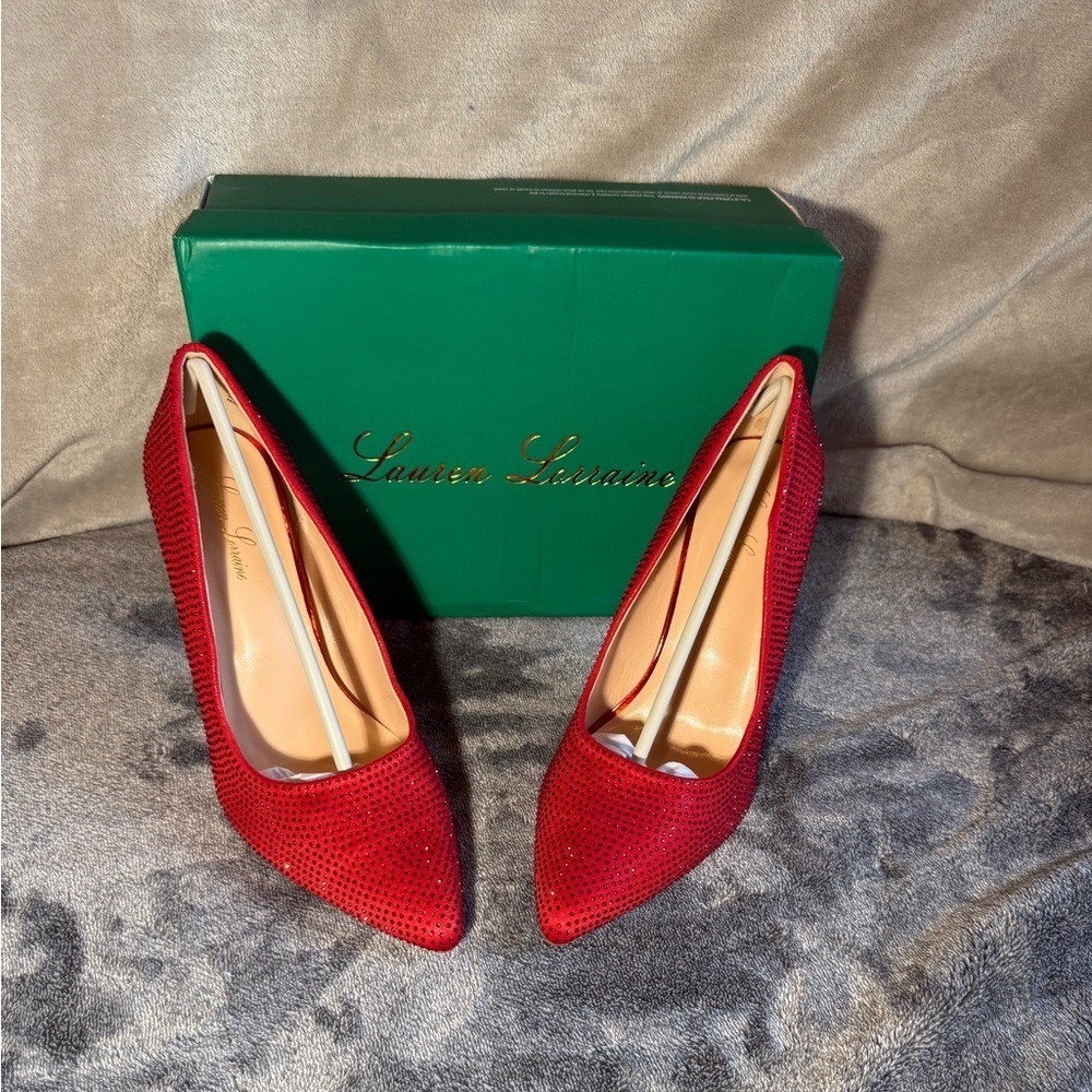 Lauren Lorraine Red Rhinestone Heels 9.5